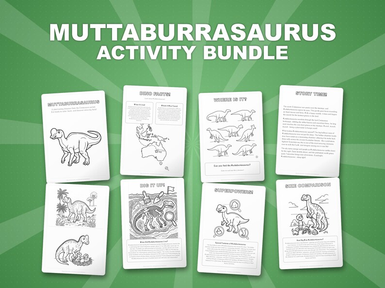 Muttaburrasaurus Dinosaur Activity Bundle | Coloring Pages, Worksheets (PDF Download) image 1