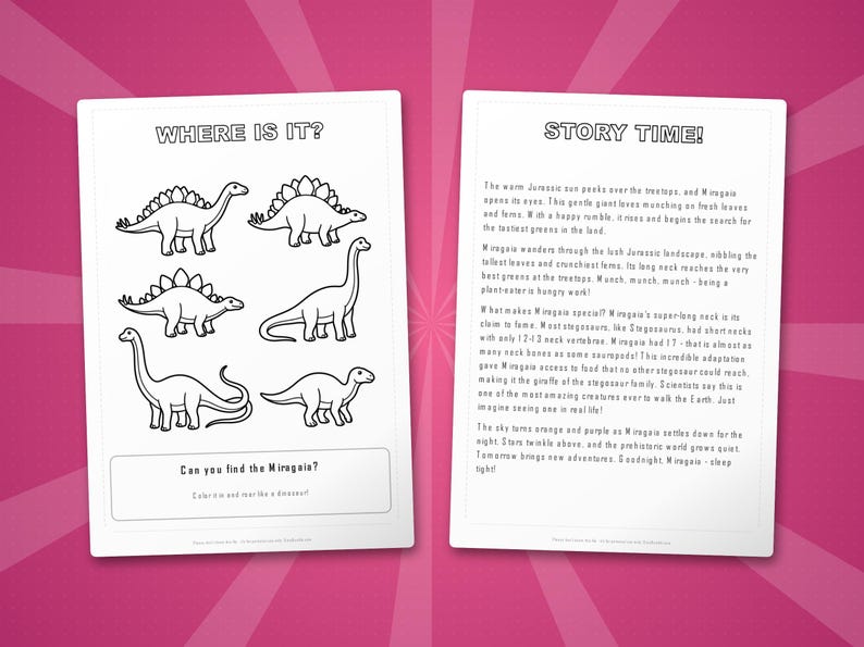 Miragaia Dinosaur Activity Bundle | Printable Coloring Pages, Worksheets & Facts for Kids | Preschool Homeschool | Screen-Free | Instant PDF image 6