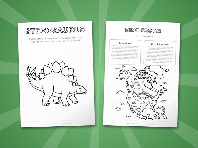 Stegosaurus Dinosaur Activity Bundle | Coloring Pages, Worksheets, Facts (PDF) image 5