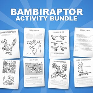 Bambiraptor Dinosaur Activity Bundle | Coloring Pages, Worksheets, Facts (PDF Download)