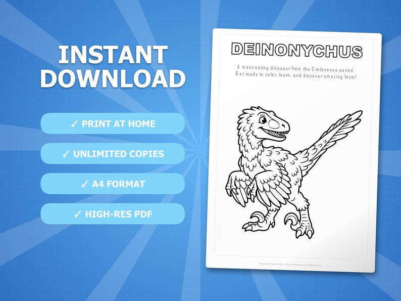 Deinonychus Dinosaur Activity Bundle | Coloring Pages, Worksheets, Facts (PDF Download) image 4