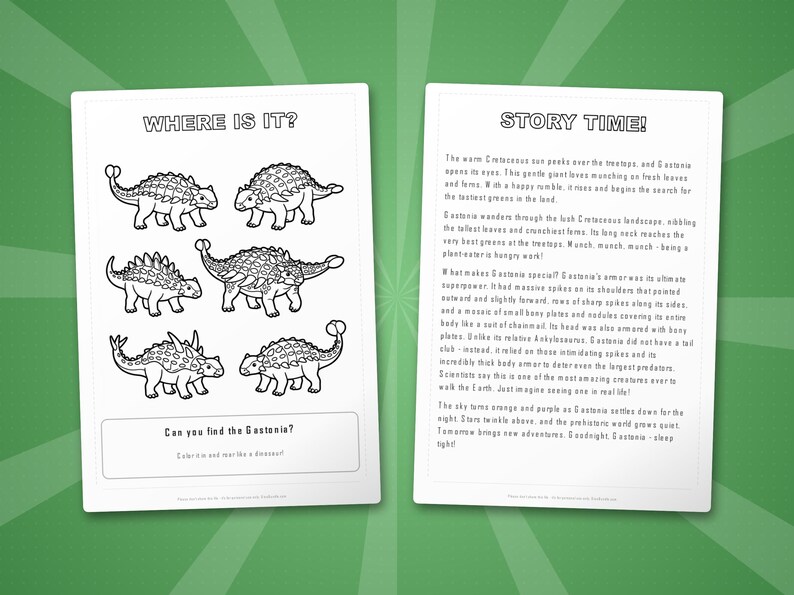 Gastonia Dinosaur Activity Bundle | Coloring Pages, Worksheets, Facts (PDF Download) image 6