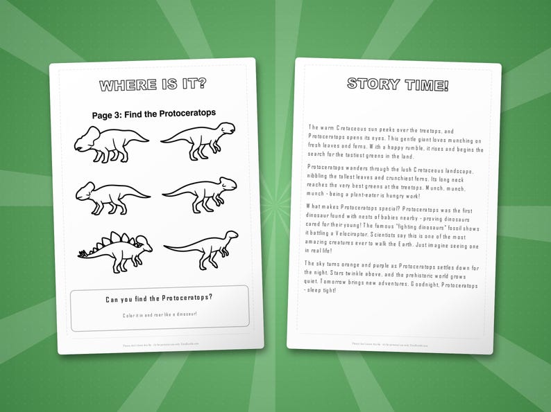 Protoceratops Dinosaur Activity Bundle | Printable Coloring Pages, Worksheets & Facts for Kids | Preschool Homeschool | Instant PDF image 6