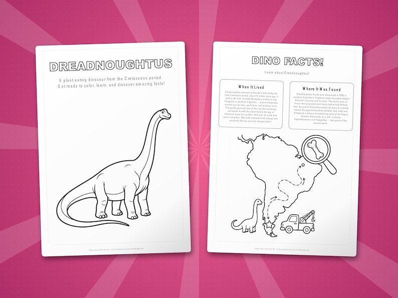 Activiteitenbundel Dreadnoughtus-dinosaurus | Kleurplaten, werkbladen, feiten (pdf-download) afbeelding 5