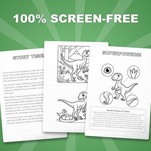 Pacchetto di attività sul dinosauro Troodon / Pagine da colorare, schede di lavoro, curiosità (PDF immediato) immagine 3
