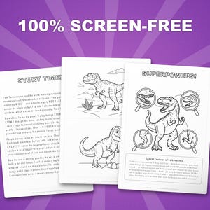 Tarbosaurus-dinosaurus activiteitenbundel | Kleurplaten, werkbladen, feiten (instant pdf) afbeelding 3