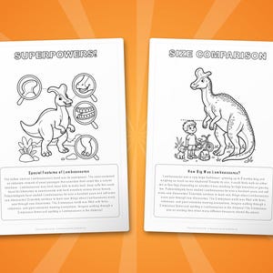 Paquete de actividades sobre el dinosaurio Lambeosaurus / Páginas para colorear, hojas de trabajo, datos interesantes (PDF instantáneo) imagen 8