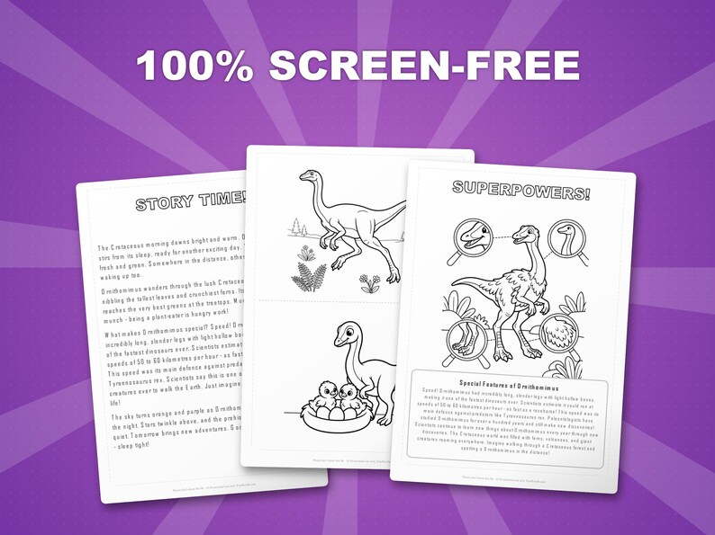Ornithomimus Dinosaur Activity Bundle | Coloring Pages, Worksheets, Facts (PDF) image 3