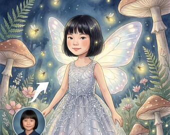 Custom Child Fairy Portrait | Personalized Woodland Art (Digital Download)