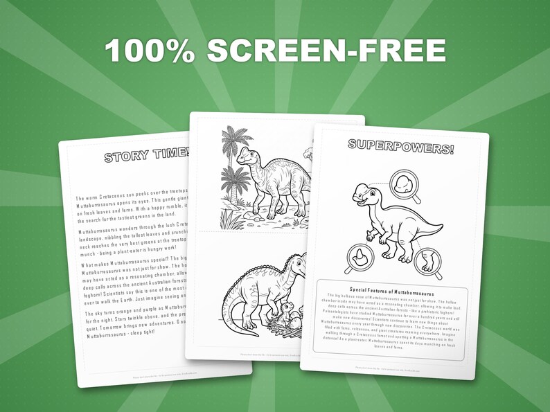 Muttaburrasaurus Dinosaur Activity Bundle | Coloring Pages, Worksheets (PDF Download) image 3