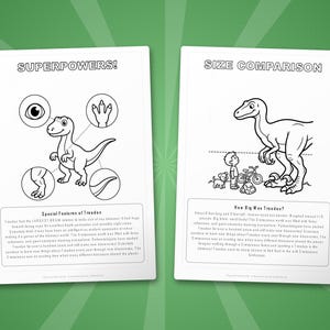 Pacchetto di attività sul dinosauro Troodon / Pagine da colorare, schede di lavoro, curiosità (PDF immediato) immagine 8