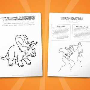 Torosaurus Dinosaur Activity Bundle | Coloring Pages, Worksheets, Facts (PDF Download) image 5