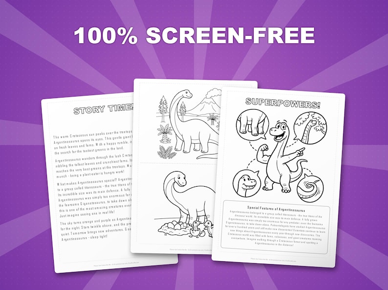 Argentinosaurus Dinosaurier Aktivität Bündel | Ausmalbilder, Arbeitsblätter, Fakten (PDF Download) Bild 3