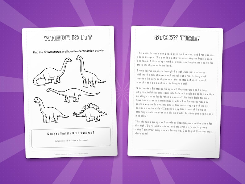 Brontosaurus Dinosaur Activity Bundle | Coloring Pages, Worksheets, Facts (PDF Download) image 6