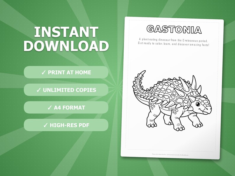 Gastonia Dinosaur Activity Bundle | Coloring Pages, Worksheets, Facts (PDF Download) image 4