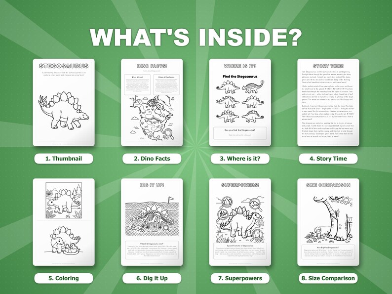 Stegosaurus Dinosaur Activity Bundle | Coloring Pages, Worksheets, Facts (PDF) image 2