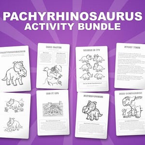 Pachyrhinosaurus Dinosaur Activity Bundle | Printable Coloring Pages, Worksheets & Facts for Kids | Preschool Homeschool | Instant PDF image 1