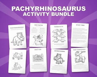 パキリノサウルス恐竜アクティビティセット｜子供向け印刷可能な塗り絵、ワークシート、豆知識｜幼児向けホームスクール｜PDF即時ダウンロード