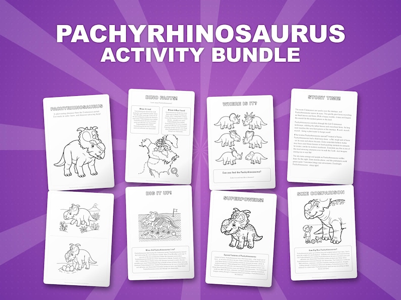 Pachyrhinosaurus Dinosaur Activity Bundle | Printable Coloring Pages, Worksheets & Facts for Kids | Preschool Homeschool | Instant PDF image 1