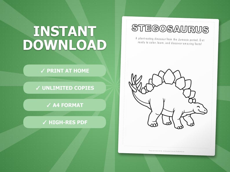 Stegosaurus Dinosaur Activity Bundle | Coloring Pages, Worksheets, Facts (PDF) image 4
