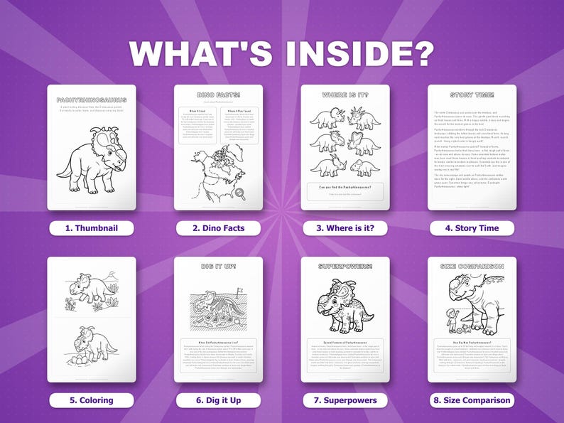 Pachyrhinosaurus Dinosaur Activity Bundle | Printable Coloring Pages, Worksheets & Facts for Kids | Preschool Homeschool | Instant PDF image 2