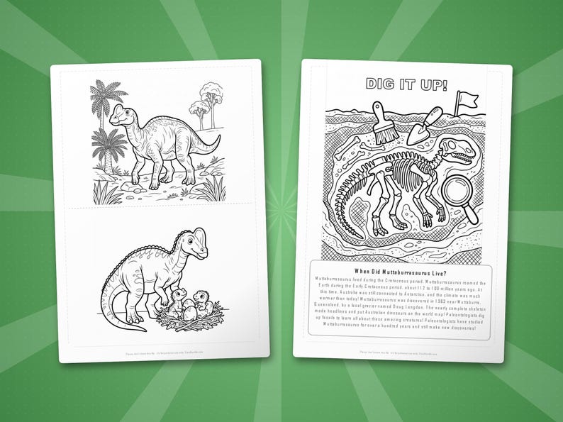 Muttaburrasaurus Dinosaur Activity Bundle | Coloring Pages, Worksheets (PDF Download) image 7