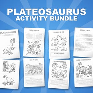 Plateosaurus Dinosaur Activity Bundle | Printable Coloring Pages, Worksheets & Facts for Kids | Preschool Homeschool | Instant PDF image 1