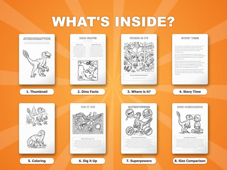 Atrociraptor Dinosaur Activity Bundle | Coloring Pages, Worksheets, Facts (PDF Download) image 2