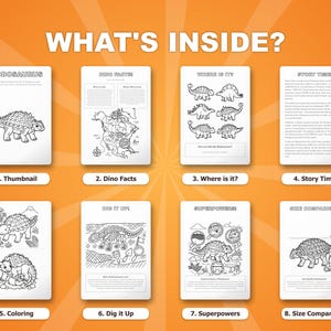Nodosaurus Dinosaur Activity Bundle | Coloring Pages, Worksheets, Facts (PDF) image 2