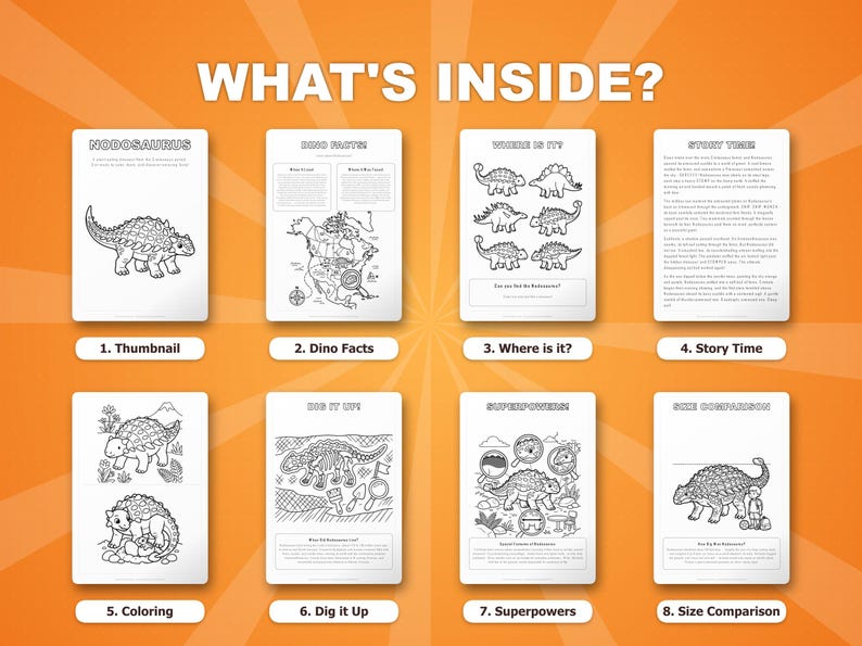 Nodosaurus Dinosaur Activity Bundle | Coloring Pages, Worksheets, Facts (PDF) image 2
