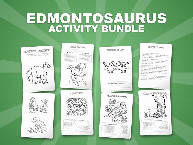 Edmontosaurus Dinosaur Activity Bundle | Coloring Pages, Worksheets, Facts (PDF Download) image 1