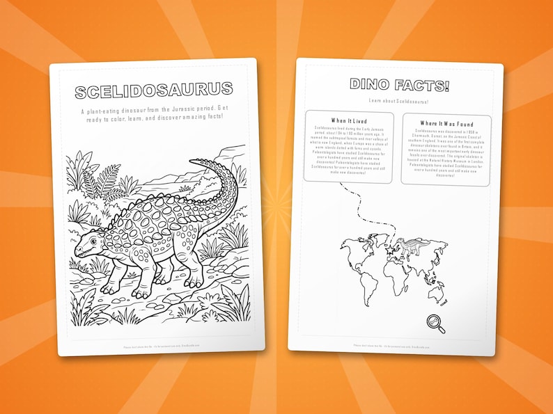 Scelidosaurus Dinosaur Activity Bundle | Coloring Pages, Worksheets, Facts (PDF Download) image 5