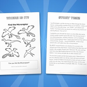 Ensemble d'activités dinosaure microraptor | Coloriages à imprimer, feuilles d'exercices et faits divers pour les enfants | Préscolaire École à la maison | PDF instantané image 6