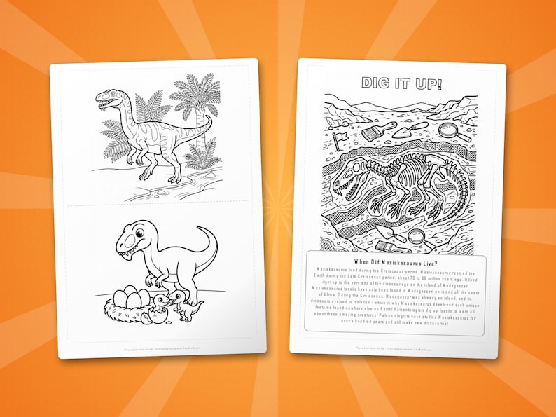 Masiakasaurus Dinosaur Activity Bundle | Printable Coloring Pages, Worksheets & Facts for Kids | Preschool Homeschool | Instant PDF image 7