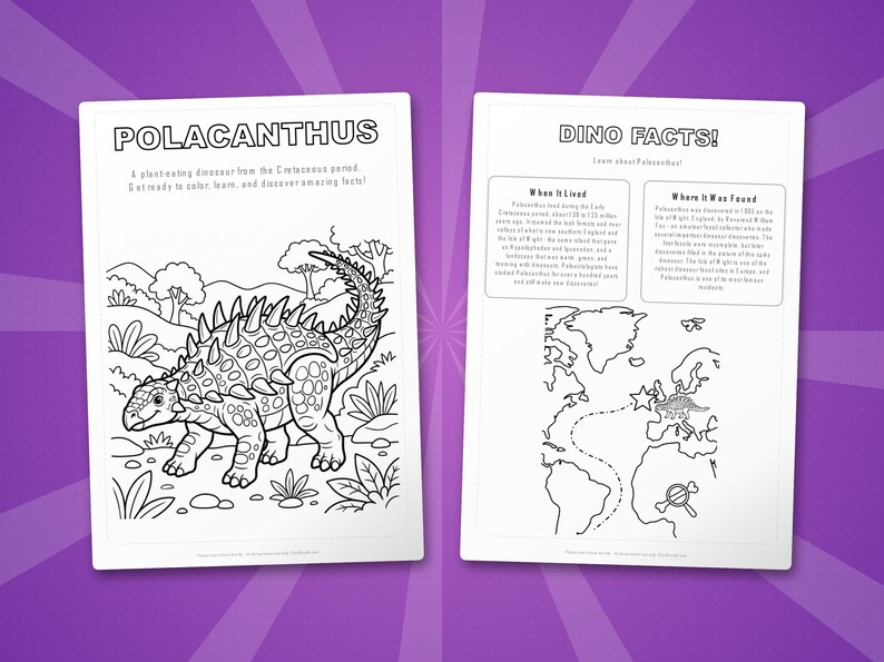Polacanthus Dinosaur Activity Bundle | Coloring Pages, Worksheets, Facts (PDF Download) image 5