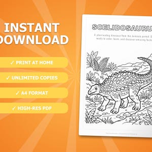 Scelidosaurus Dinosaur Activity Bundle | Coloring Pages, Worksheets, Facts (PDF Download) image 4
