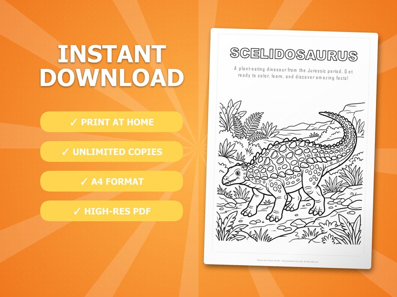 Scelidosaurus Dinosaur Activity Bundle | Coloring Pages, Worksheets, Facts (PDF Download) image 4