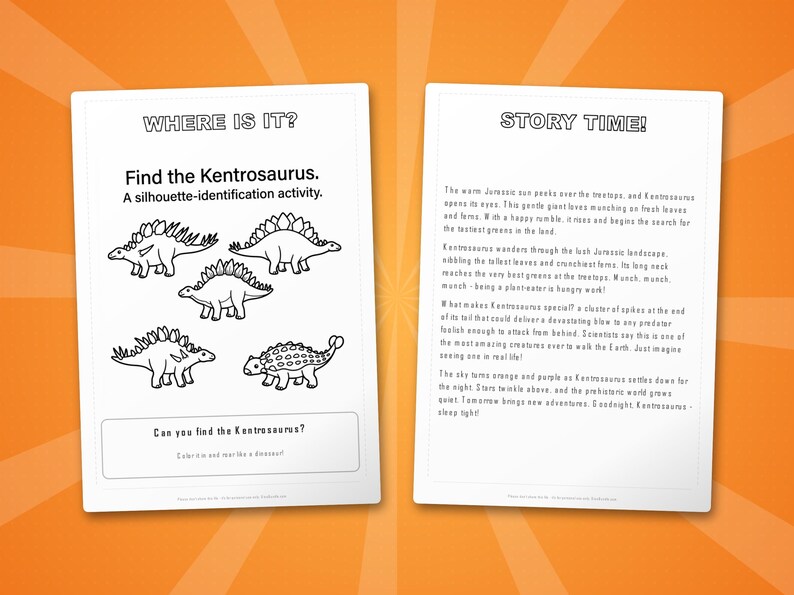 Kentrosaurus Dinosaur Activity Bundle | Printable Coloring Pages, Worksheets & Facts for Kids | Preschool Homeschool | Instant PDF image 6