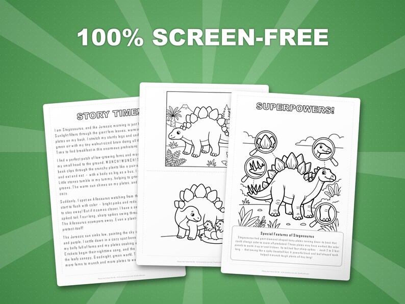 Stegosaurus Dinosaur Activity Bundle | Coloring Pages, Worksheets, Facts (PDF) image 3
