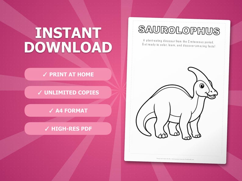 Saurolophus Dinosaur Activity Pack | Coloring Pages, Worksheets, Facts (Instant PDF) image 4