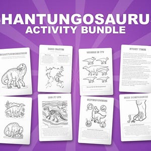 Shantungosaurus Dinosaur Activity Bundle | Coloring Pages, Worksheets, Facts (PDF Download) image 1