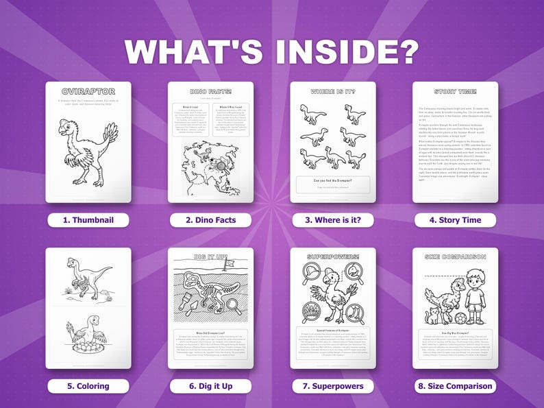 Oviraptor Dinosaur Activity Bundle | Coloring Pages, Worksheets, Facts (PDF Download) image 2