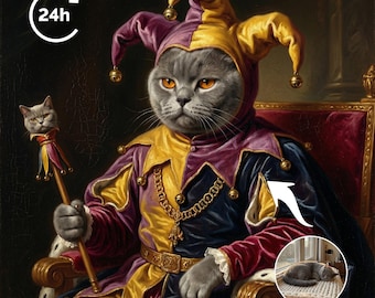 Royal Cat Portrait Custom | Queen Cat Renaissance Art | Funny Cat Memorial Gift | Victorian Cat Print | Digital File