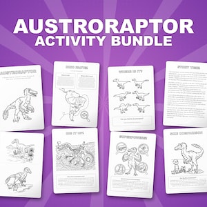 Austroraptor Dinosaur Activity Bundle | Coloring Pages, Worksheets, Facts (PDF) image 1