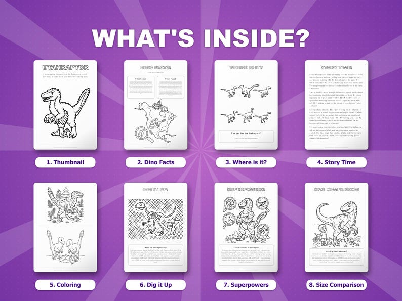 Utahraptor Dinosaur Activity Bundle | Coloring Pages, Worksheets, Facts (PDF Download) image 2