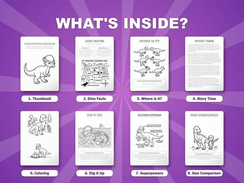 Pachycephalosaurus Dinosaur Activity Bundle | Coloring Pages, Worksheets, Facts (PDF) image 2