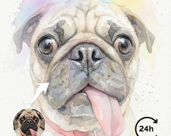 Custom Watercolor Dog Memorial Portrait | Pet Loss Gift | Soft Pastel Painting From Photo | Rainbow Bridge Art | Dreamy Dog Tribute