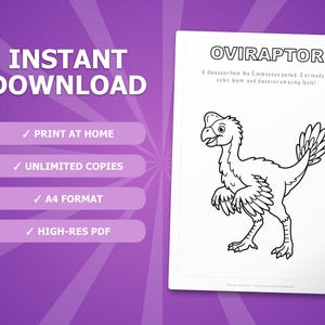 Oviraptor Dinosaur Activity Bundle | Coloring Pages, Worksheets, Facts (PDF Download) image 4