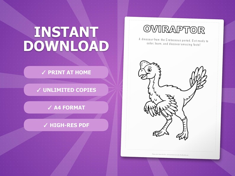 Oviraptor Dinosaur Activity Bundle | Coloring Pages, Worksheets, Facts (PDF Download) image 4