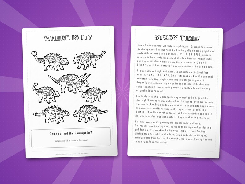 Sauropelta Dinosaur Activity Bundle | Coloring Pages, Worksheets, Facts (PDF Download) image 6